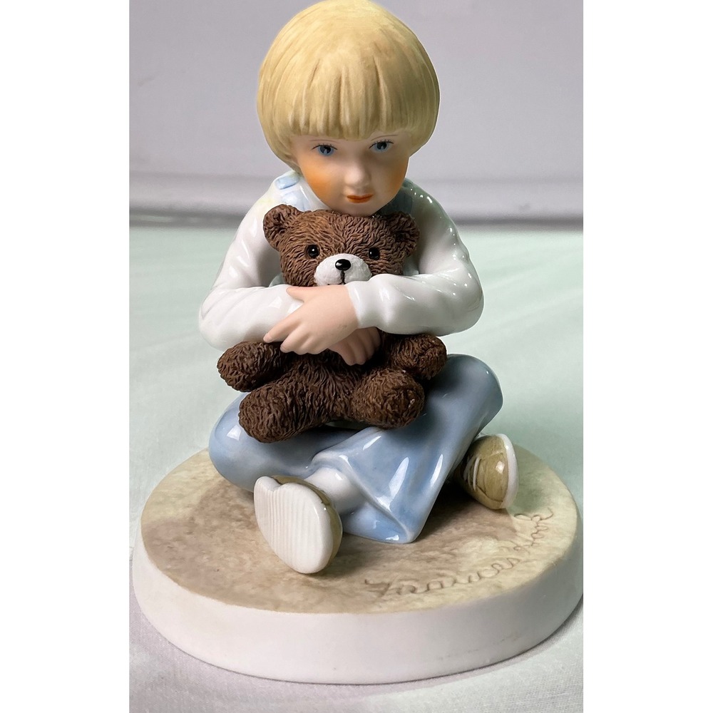 Vintage Frances Hook Bear Hug Boy Teddy Figurine Roman 1998